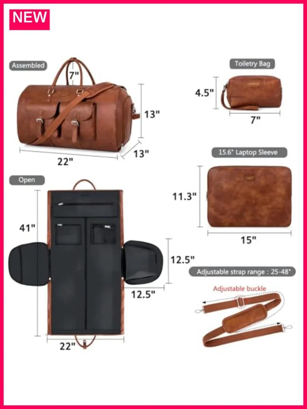 Convertible 2-in-1 Garment Duffel Bag Travel Carry-On with Laptop & Toiletry